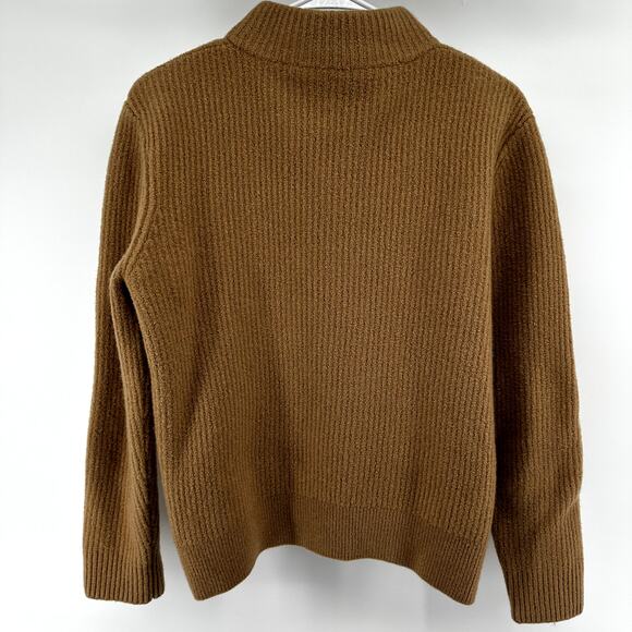 A.P.C. Alex Sweater Virgin Wool 1/4 Zip Ribbed High Neck Pullover Cab Camel L - Picture 5 of 5